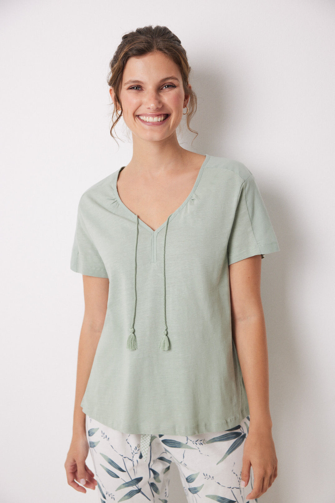 Green 100% cotton short-sleeved T-shirt - Green