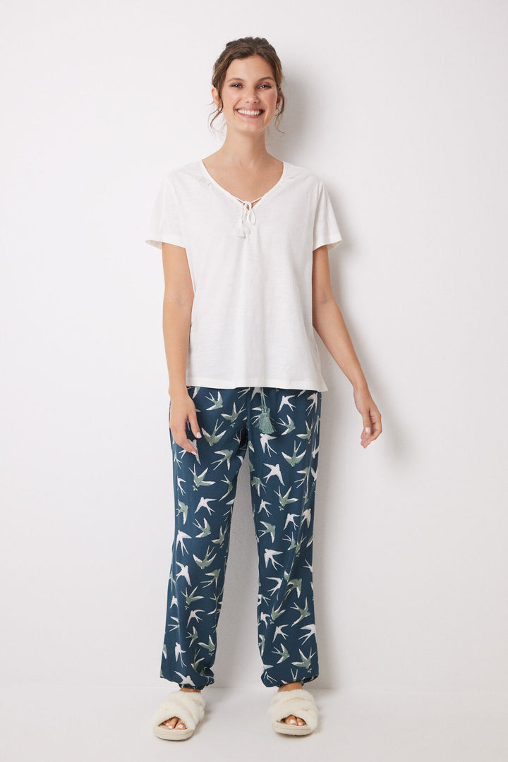 100% Ivory cotton short sleeve t-shirt - Ivory
