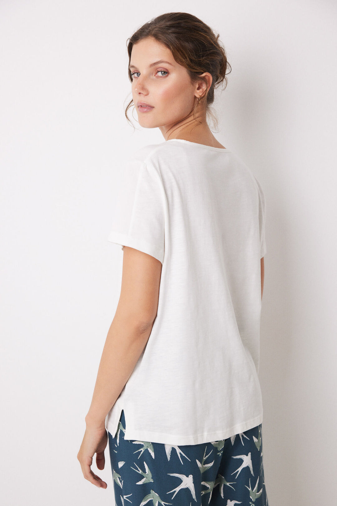 100% Ivory cotton short sleeve t-shirt - Ivory