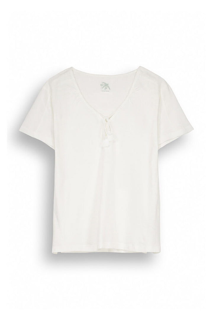100% Ivory cotton short sleeve t-shirt - Ivory
