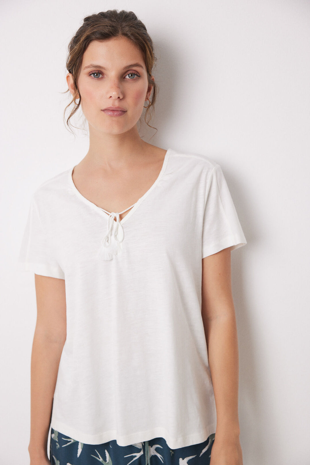 100% Ivory cotton short sleeve t-shirt - Ivory