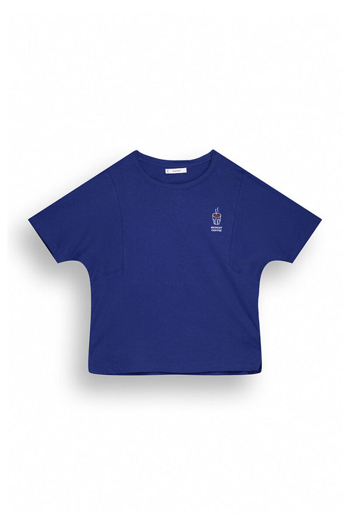 100% cotton blue short sleeve t-shirt - Blue Print