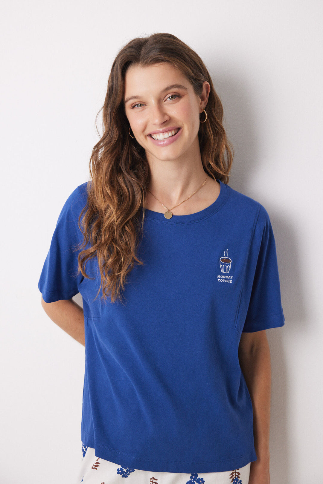 100% cotton blue short sleeve t-shirt - Blue Print
