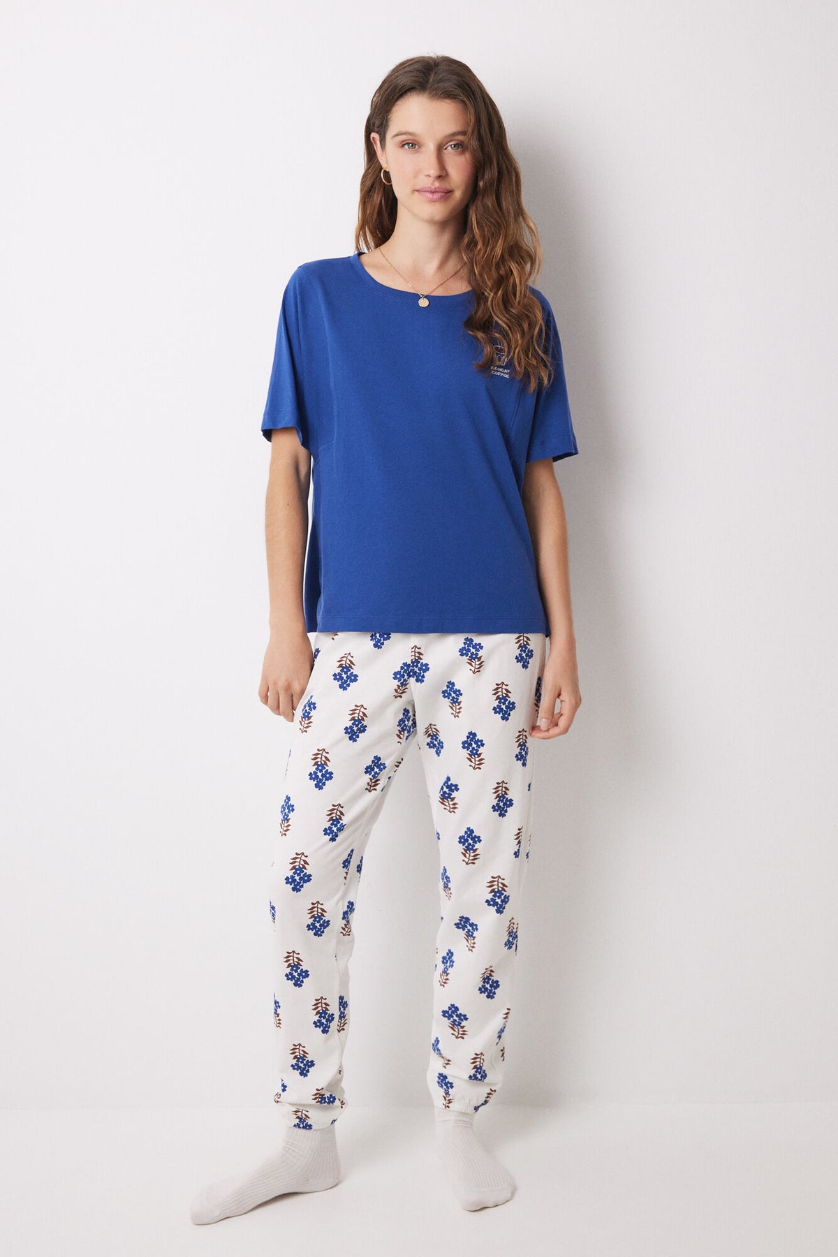 100% cotton blue short sleeve t-shirt - Blue Print