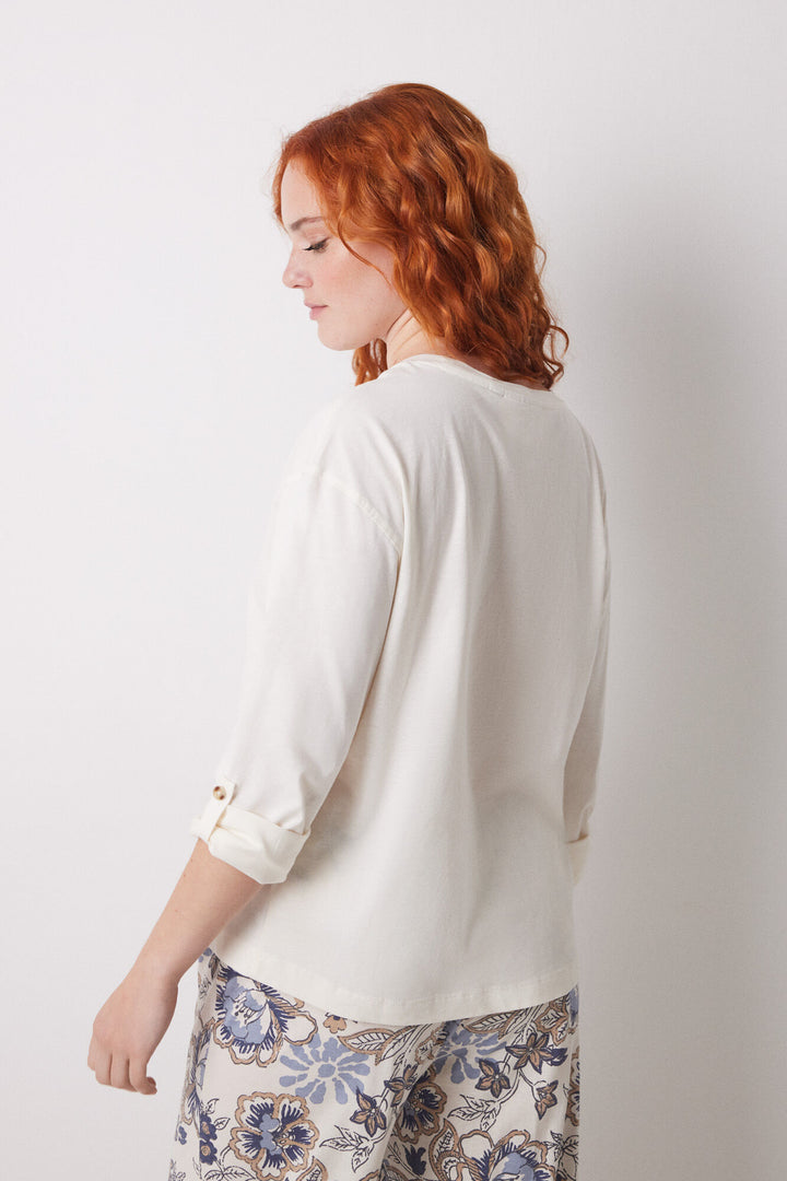 Long Sleeves T Shirt - Ivory
