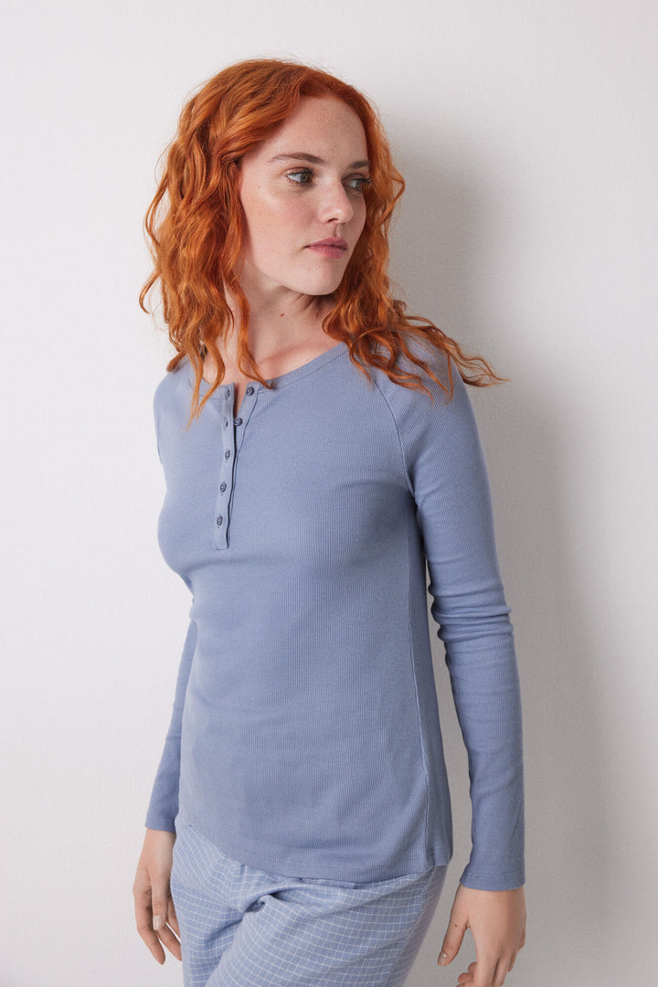 Long Sleeves T Shirt - Light Blue