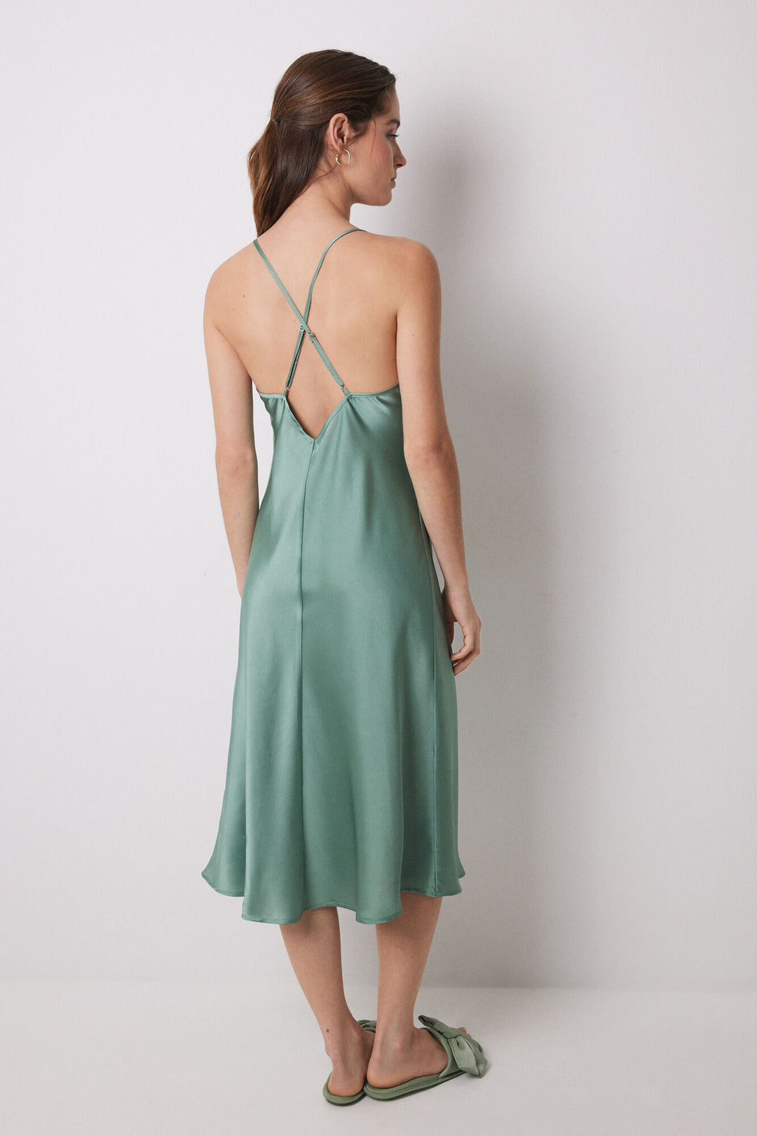 Straps Long Nightdress - Green