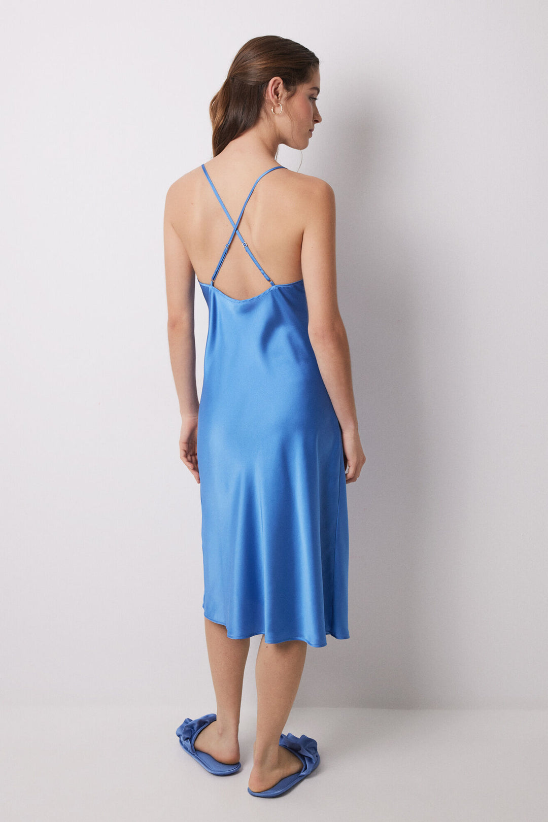 Straps Medium Nightdress - Blue Print