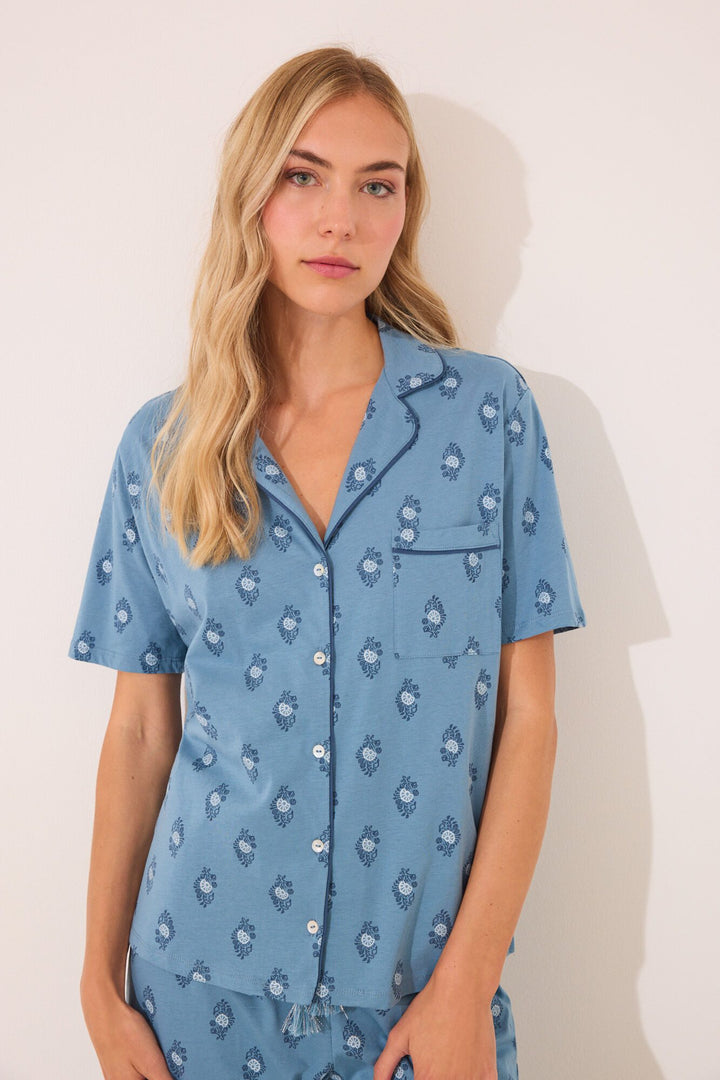 SHORT SLEEVES MASCULINE PYJAMA - Blue Print