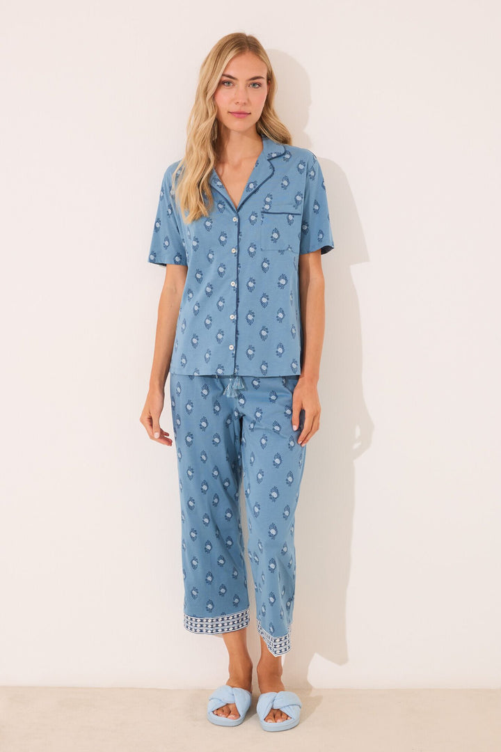 SHORT SLEEVES MASCULINE PYJAMA - Blue Print
