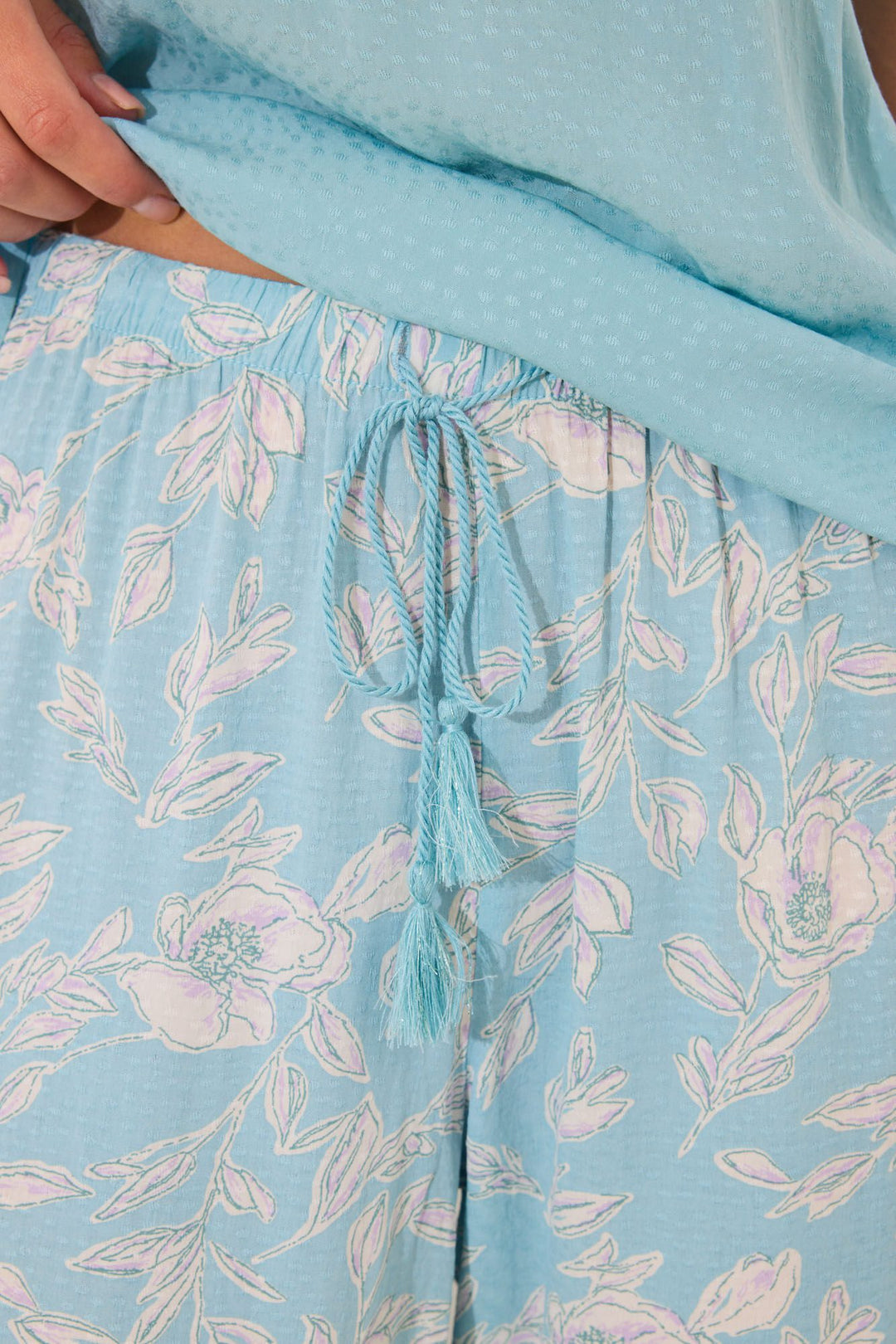 LONG PYJAMA + ROBE - Turquoise Print