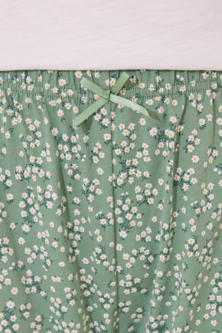 SHORT SLEEVES CAPRI PANT PYJAMA - Ivory