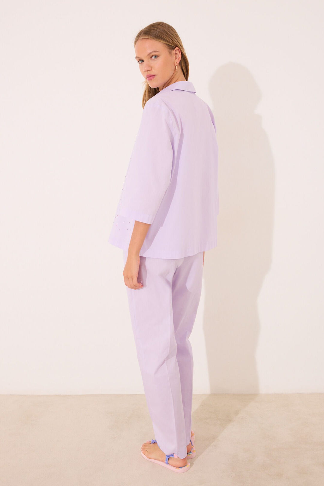 3/4 SLEEVES MASCULINE PYJAMA - Purple Lilac