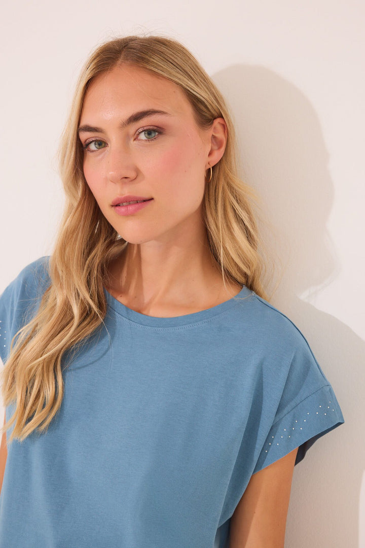 SHORT SLEEVES SHORT PANT PYJAMA - Light Blue