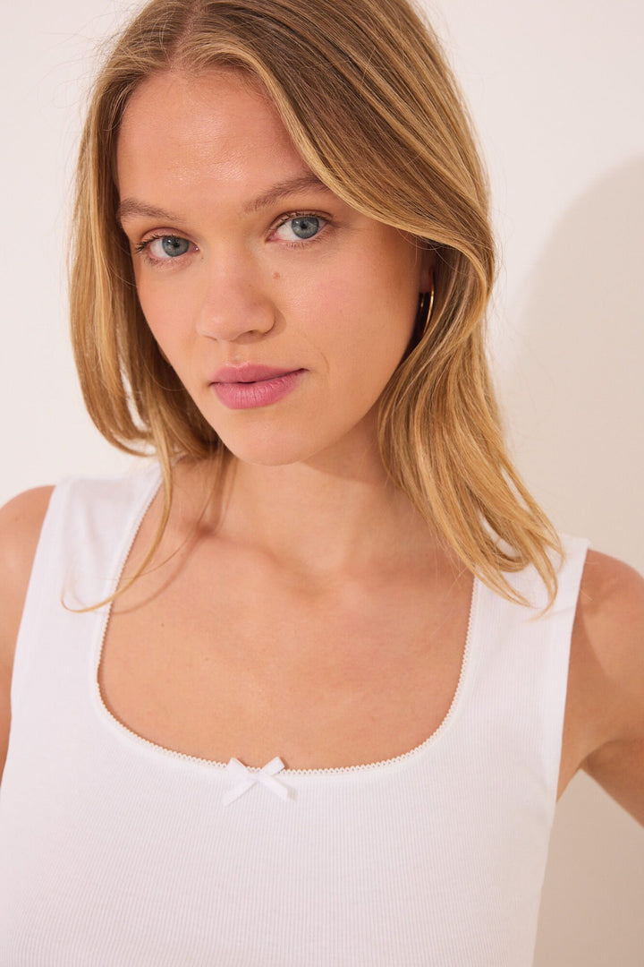 STRAPS SHORT PANT PYJAMA - Ivory