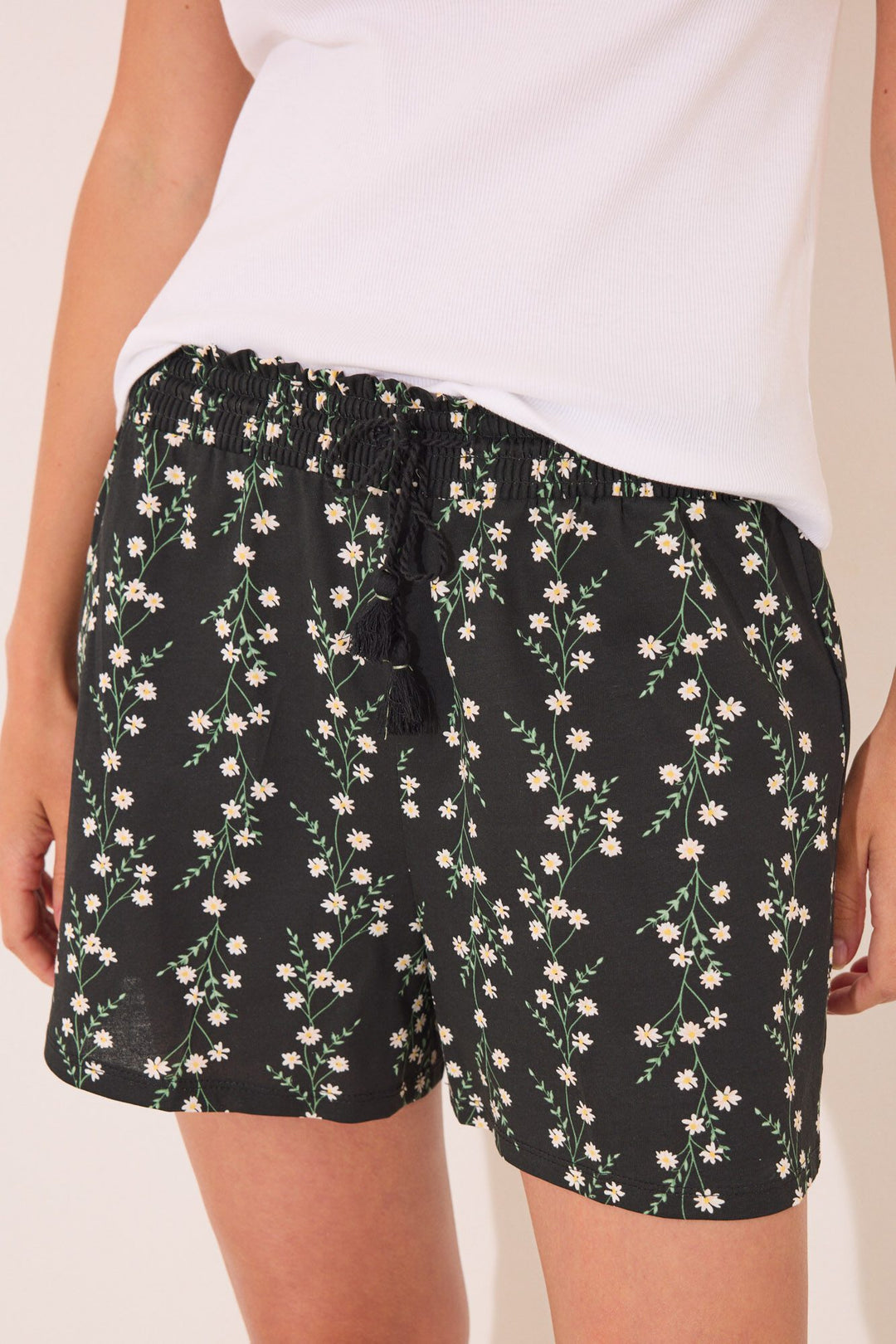 STRAPS SHORT PANT PYJAMA - Ivory