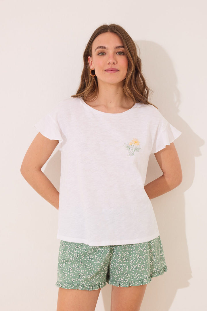 SHORT SLEEVES SHORT PANT PYJAMA - Ivory