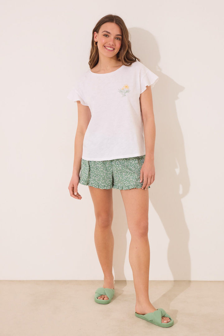SHORT SLEEVES SHORT PANT PYJAMA - Ivory
