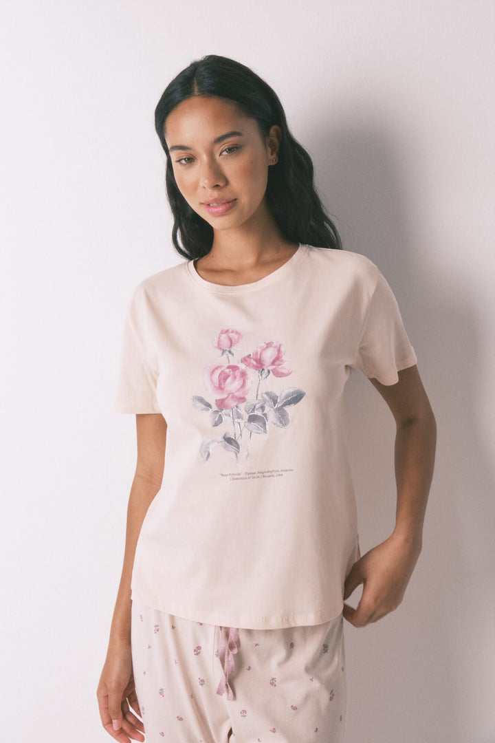 SHORT SLEEVES LONG PANT PYJAMA - Pink