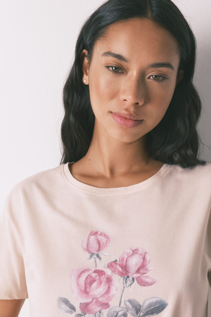 SHORT SLEEVES LONG PANT PYJAMA - Pink