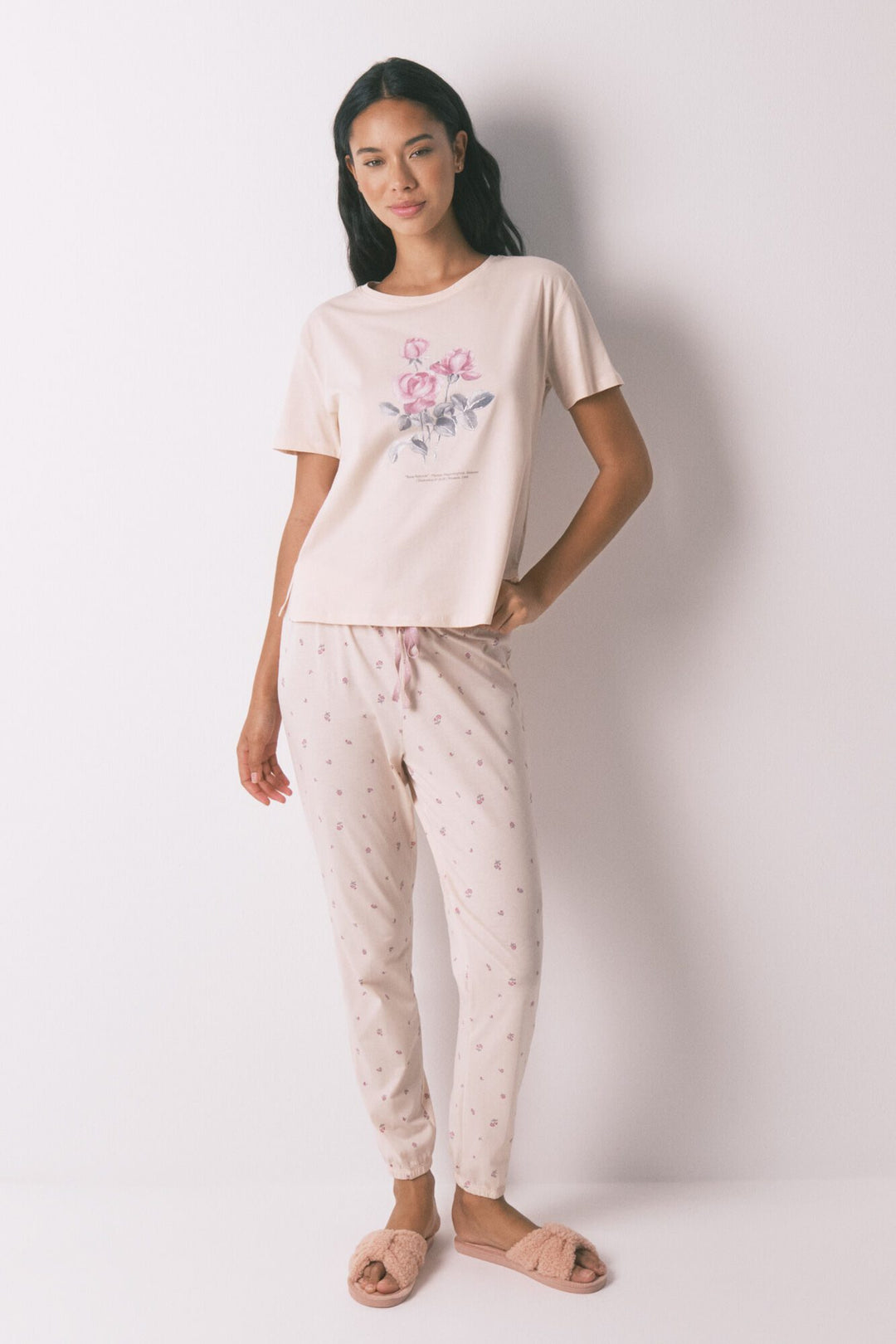 SHORT SLEEVES LONG PANT PYJAMA - Pink