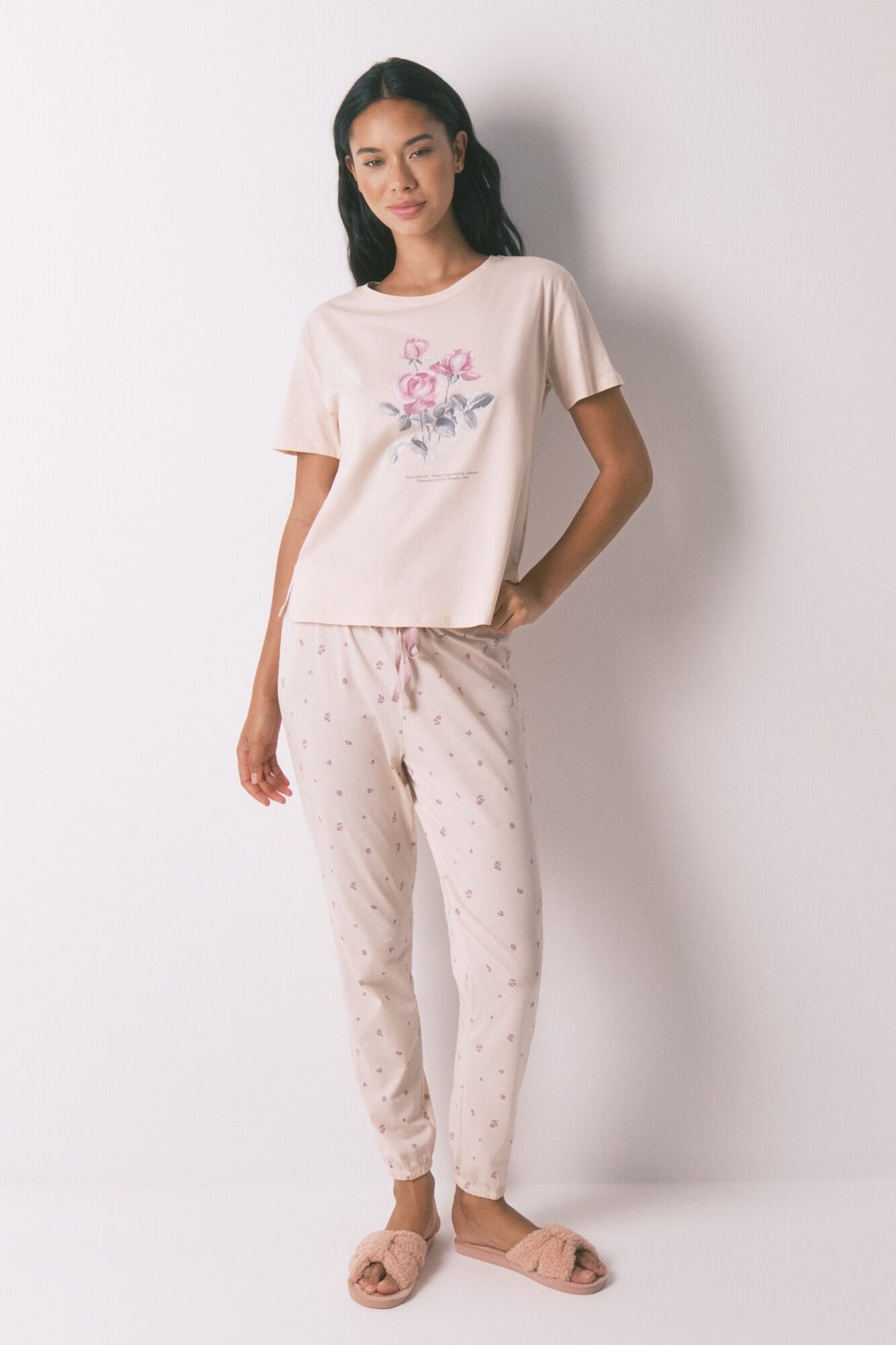 SHORT SLEEVES LONG PANT PYJAMA - Pink