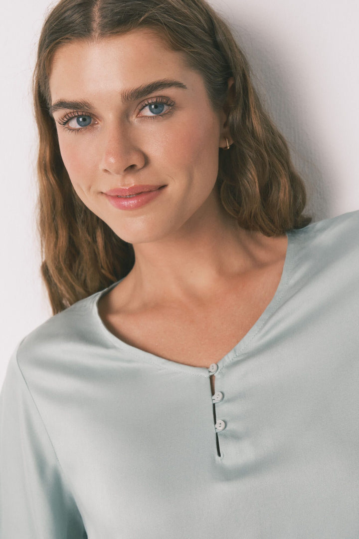 SHORT SLEEVES LONG PANT PYJAMA - Green