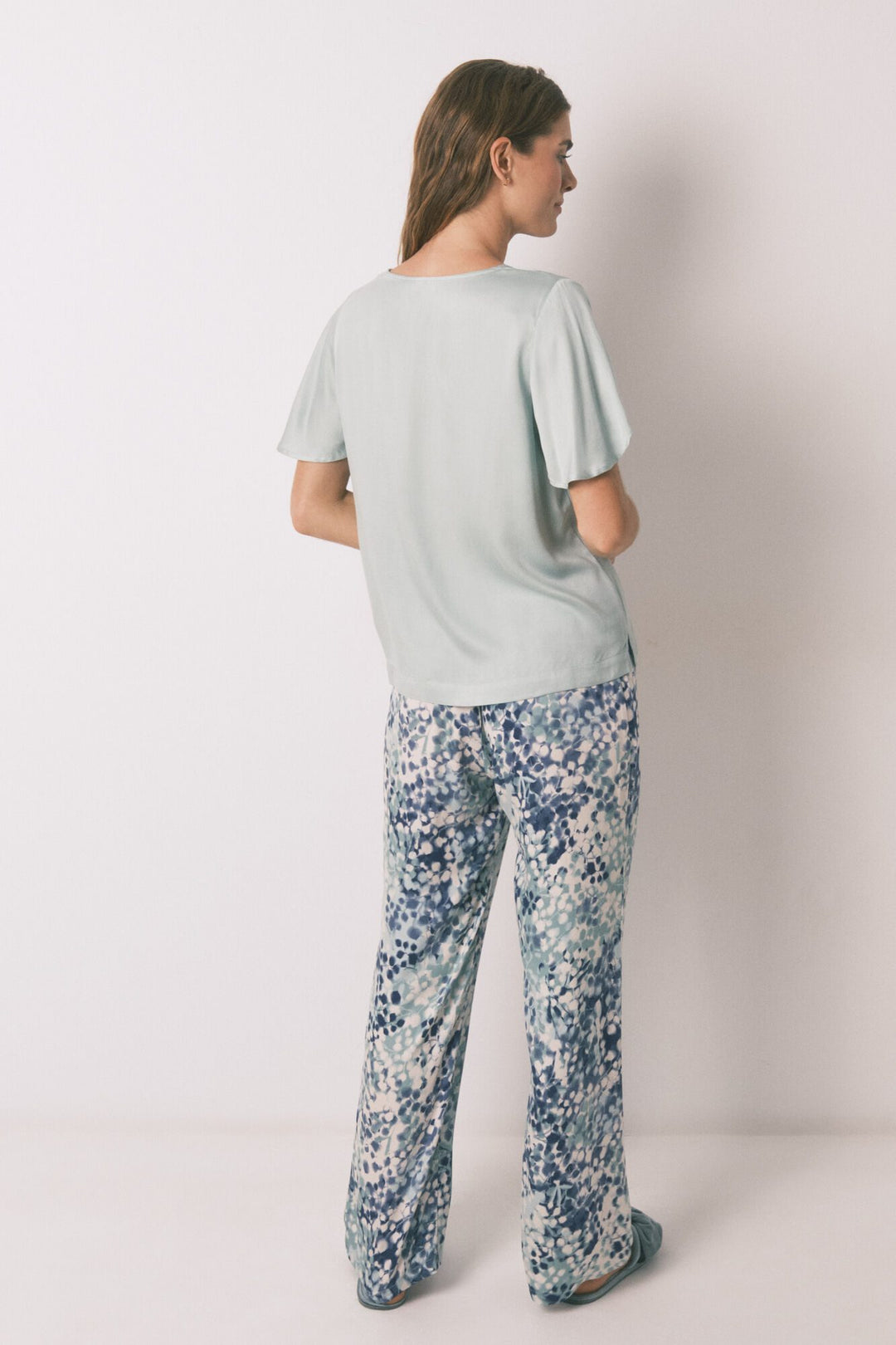 SHORT SLEEVES LONG PANT PYJAMA - Green