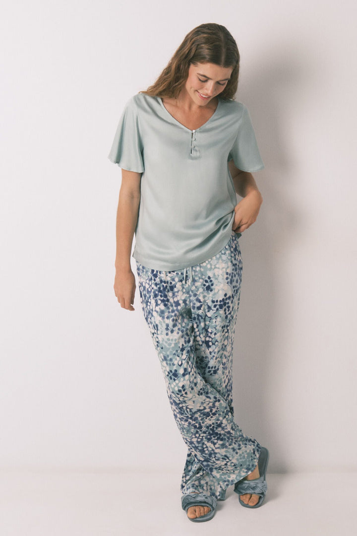 SHORT SLEEVES LONG PANT PYJAMA - Green