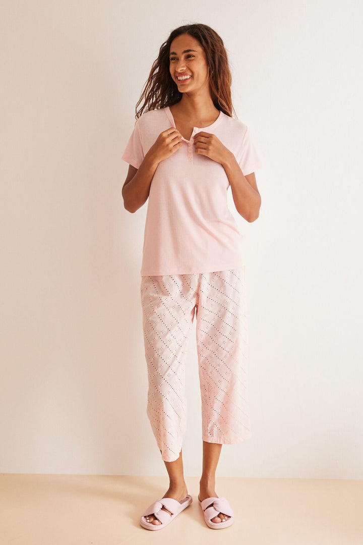 Pink 100% cotton Capri pyjamas - Pink