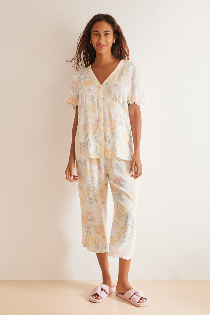 Capri floral print pyjamas - Ivory