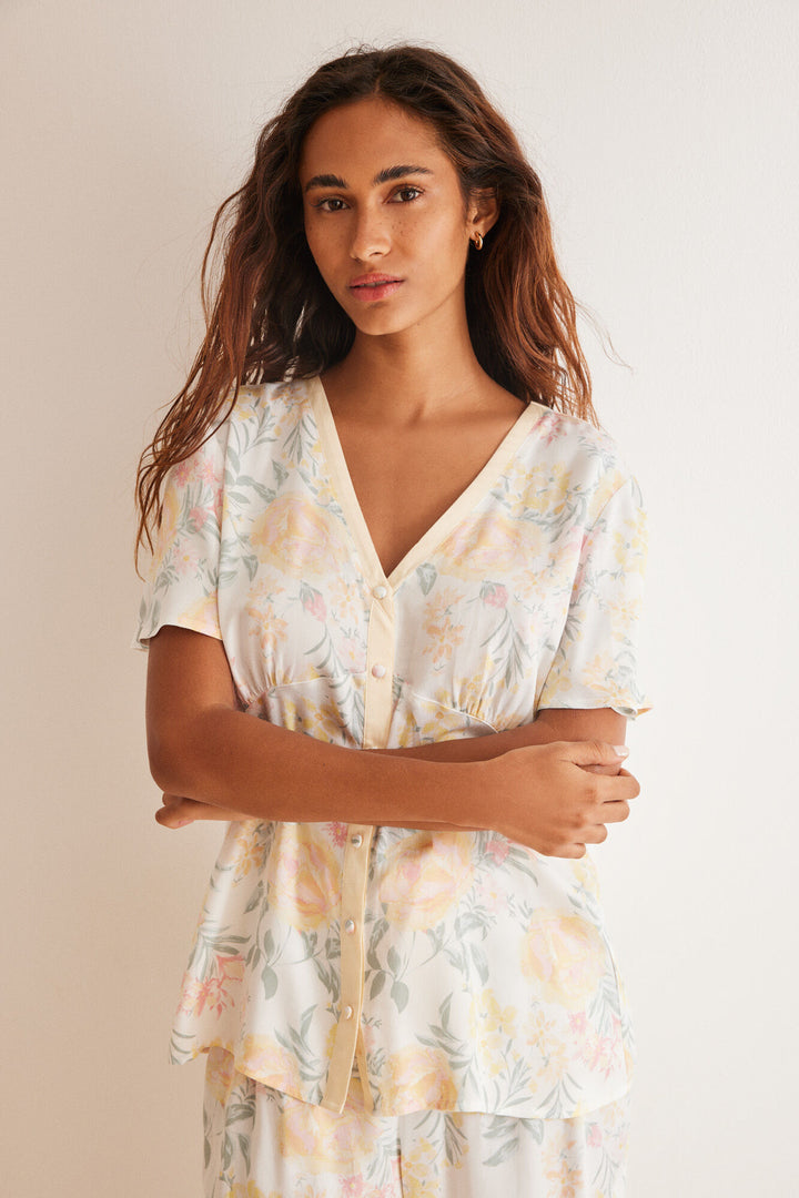 Capri floral print pyjamas - Ivory