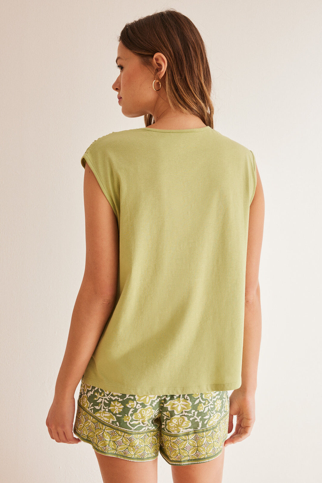Short cotton Eastern floral pyjamas - Green