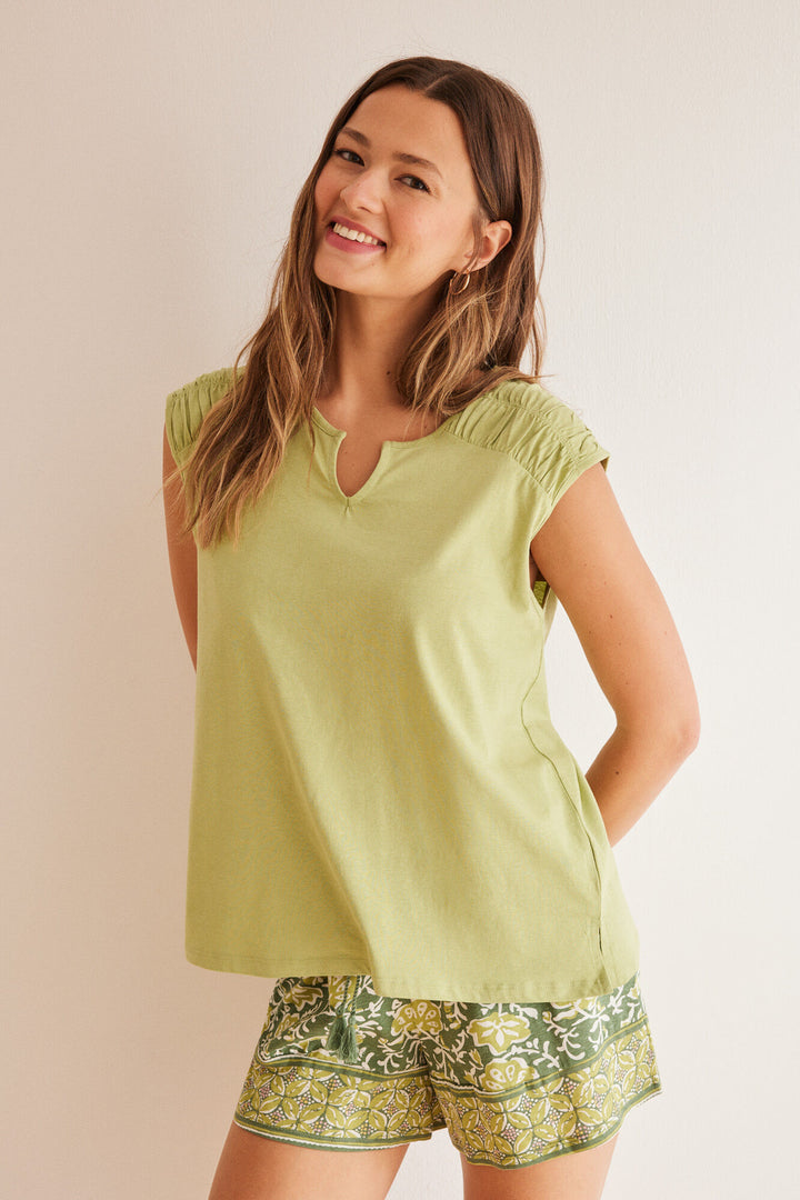 Short cotton Eastern floral pyjamas - Green