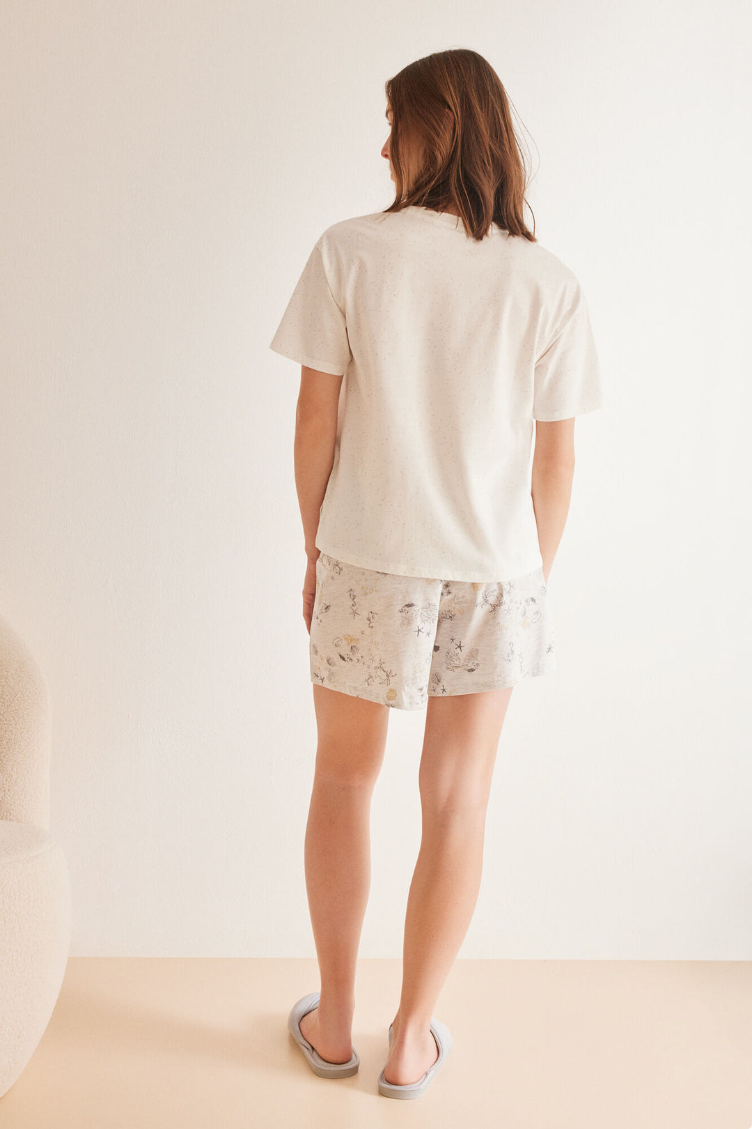 Short 100% cotton horse pyjamas - Ivory
