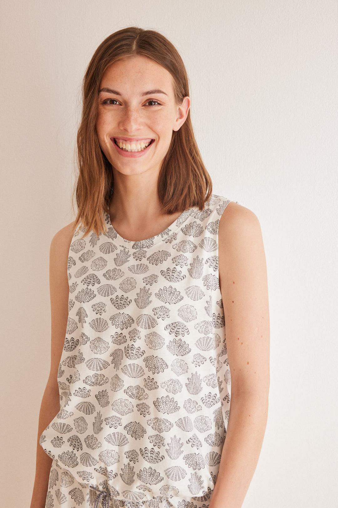 Short 100% cotton shells pyjamas - Grey Print