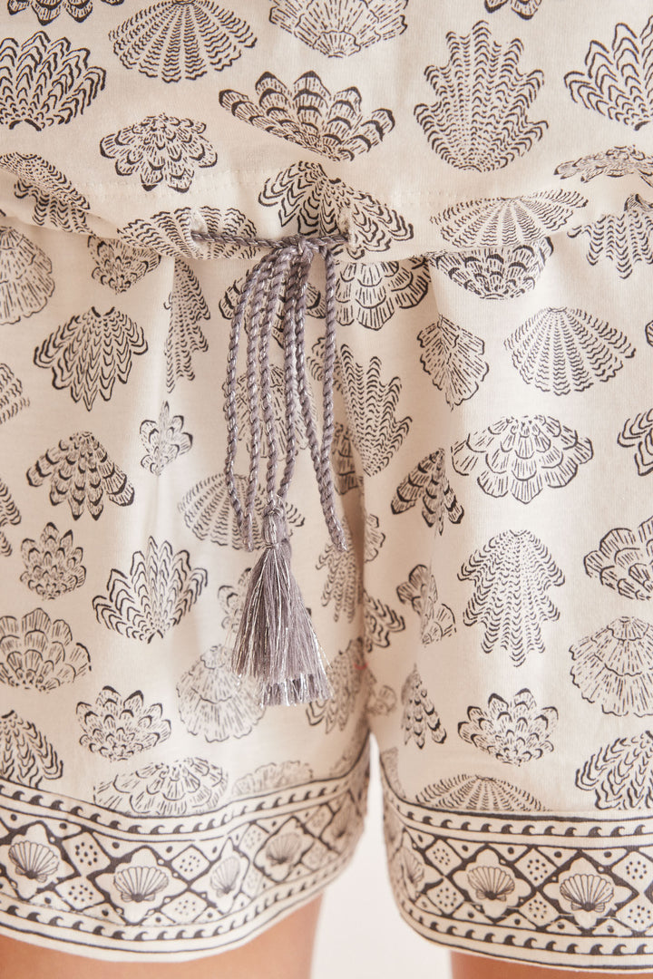 Short 100% cotton shells pyjamas - Grey Print