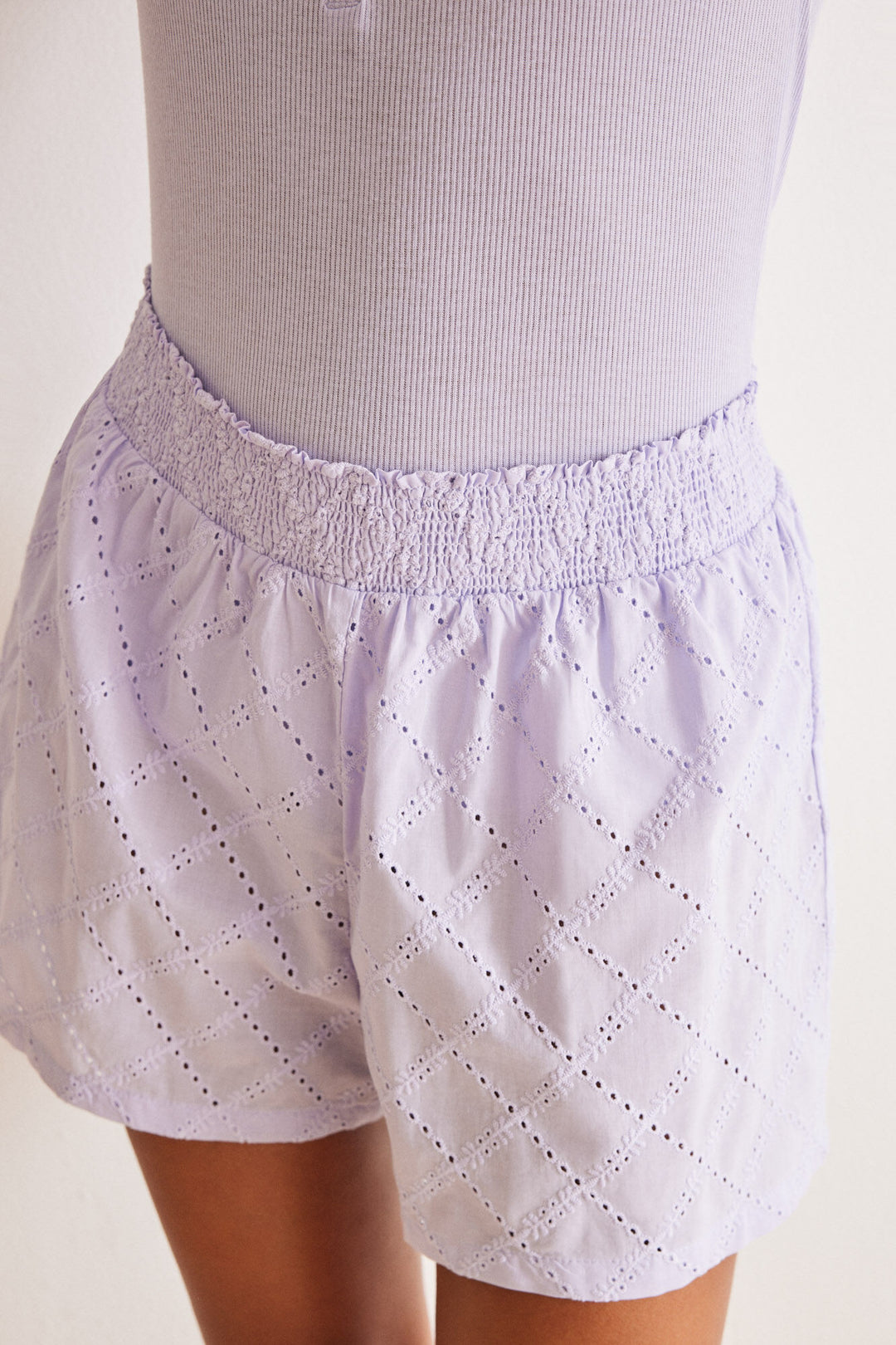 Short lilac 100% cotton pyjamas - Purple Lilac