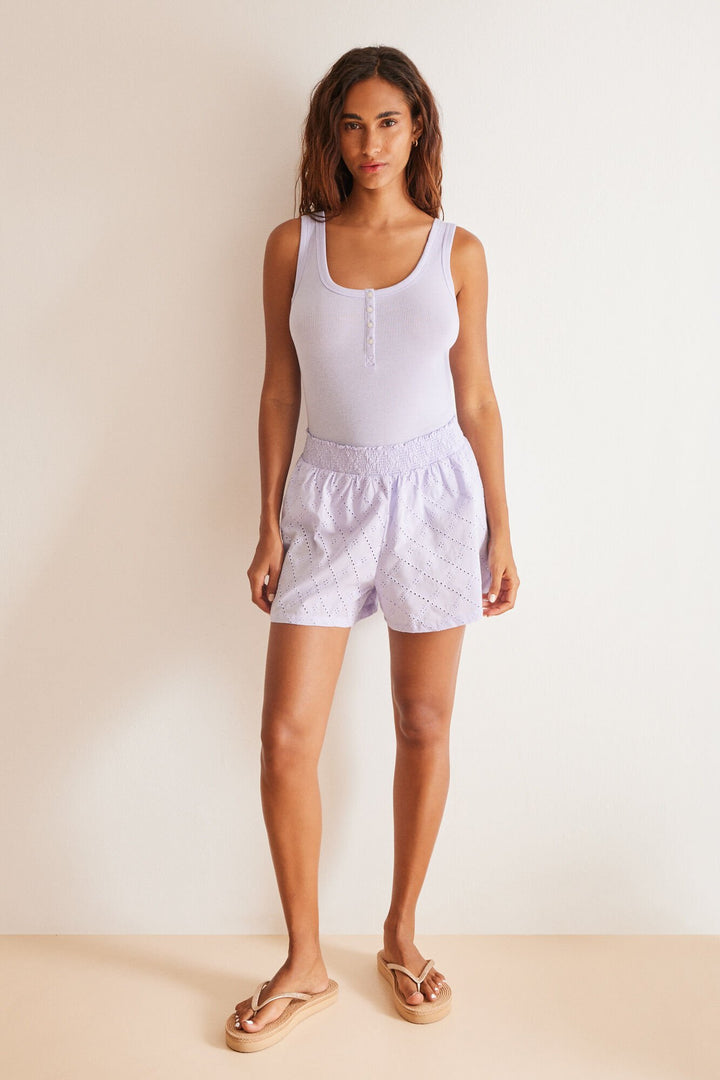 Short lilac 100% cotton pyjamas - Purple Lilac