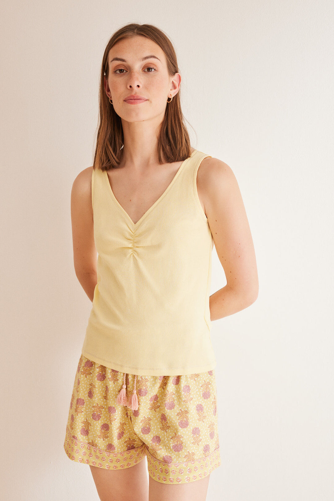 Short yellow cotton pyjamas - Orange