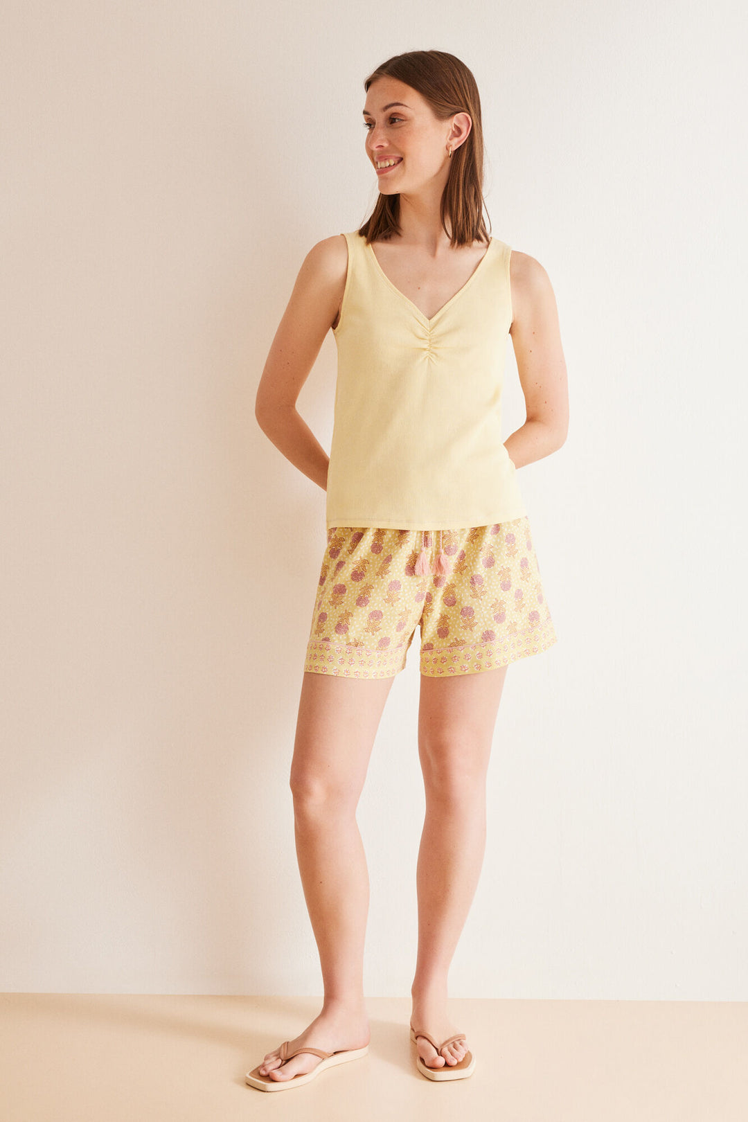 Short yellow cotton pyjamas - Orange