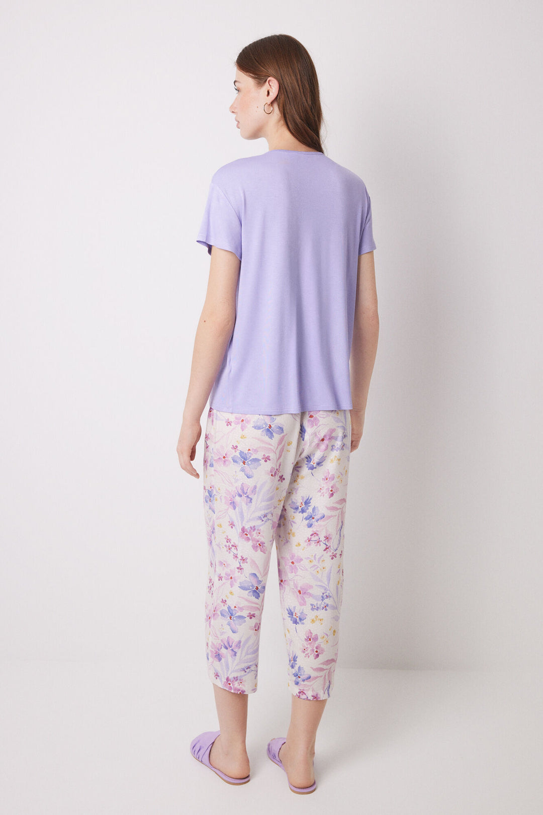 Capri soft touch floral print pajamas - Pink