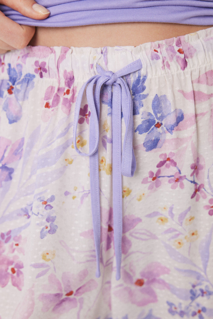 Capri soft touch floral print pajamas - Pink