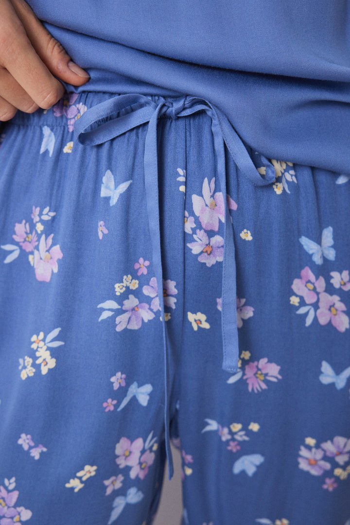 Capri soft touch pajamas with butterfly print - Light Blue