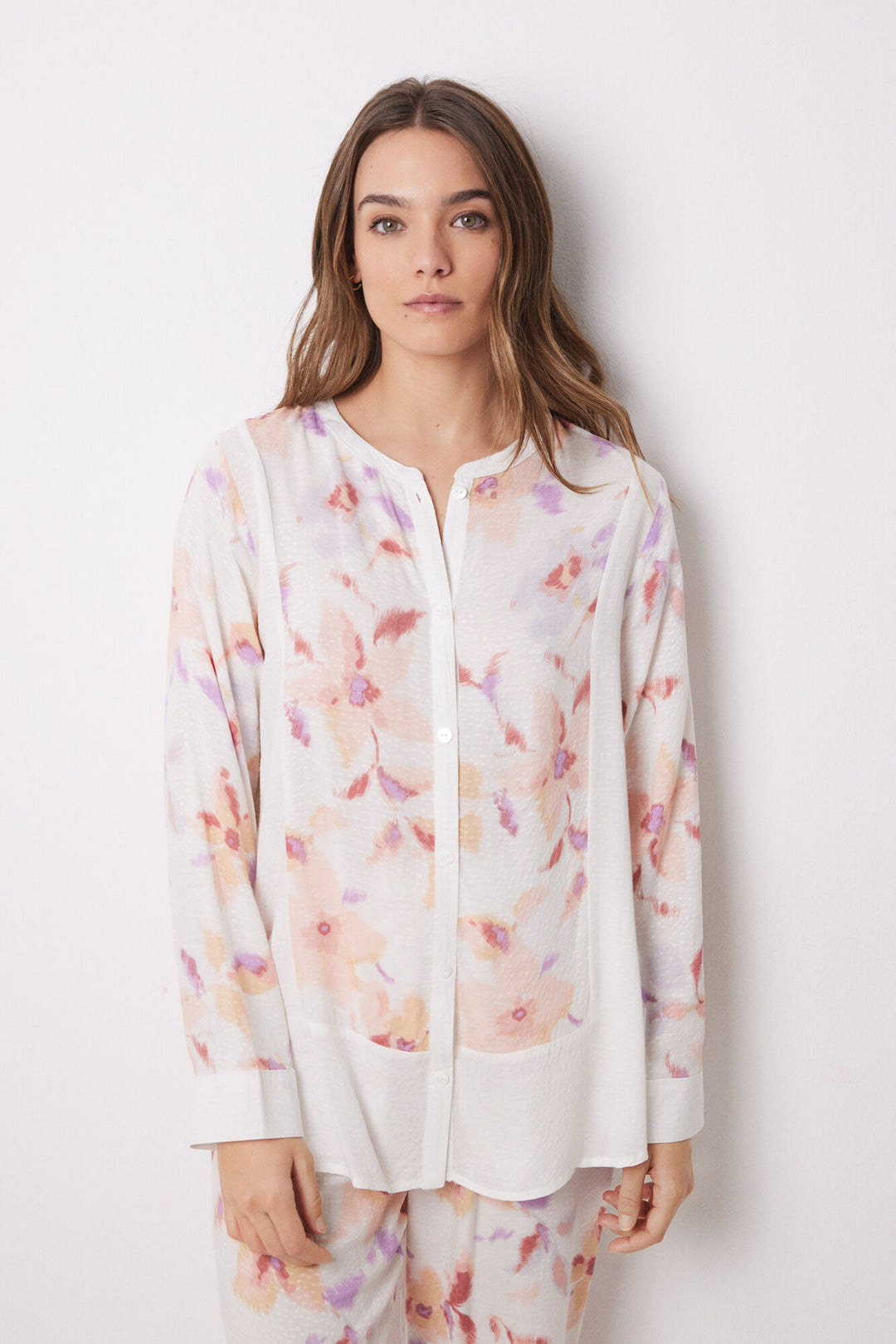 Long Sleeves Masculine Pyjama - White Print