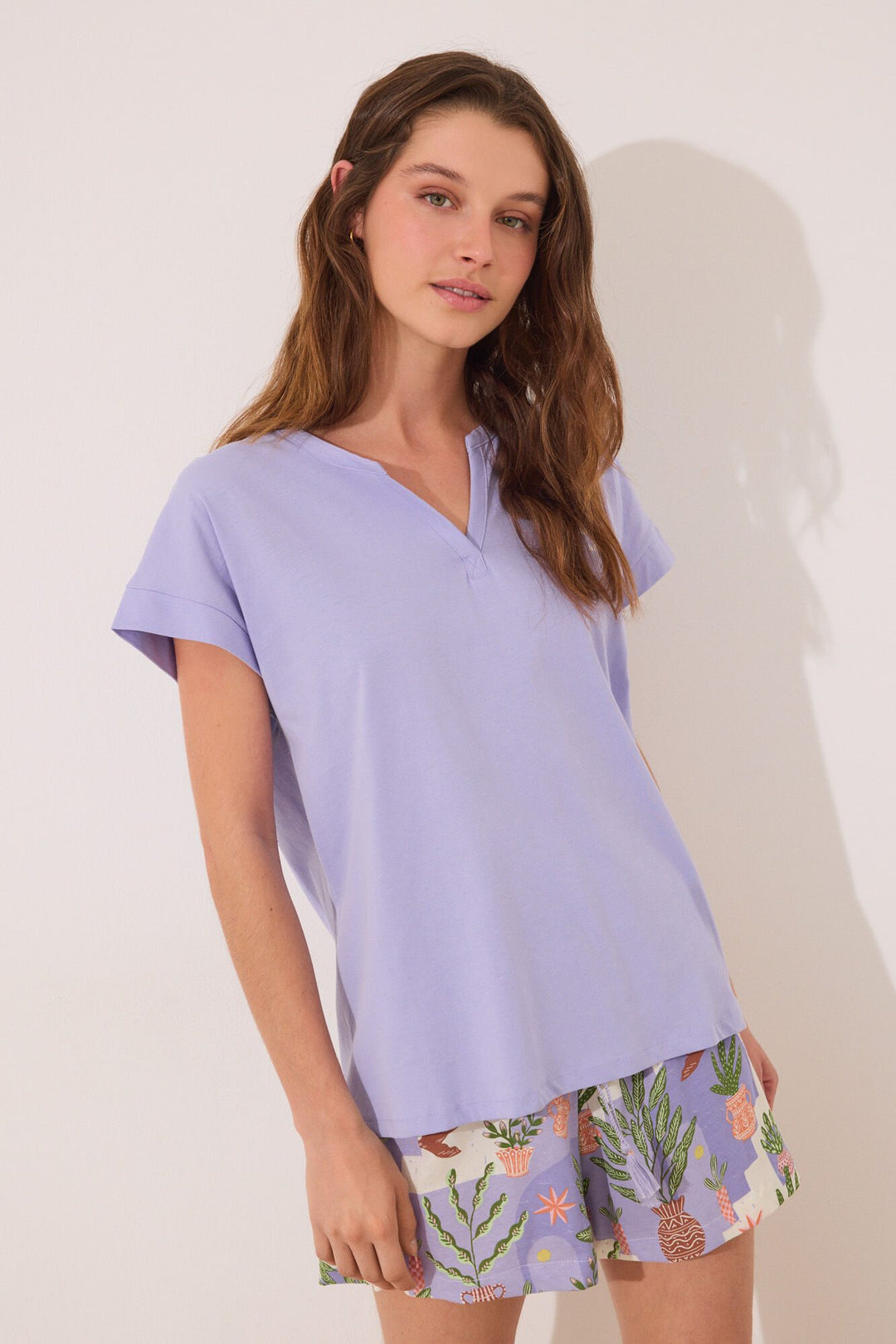 Short Sleeves Short Pant Pyjama - Purple Lilac