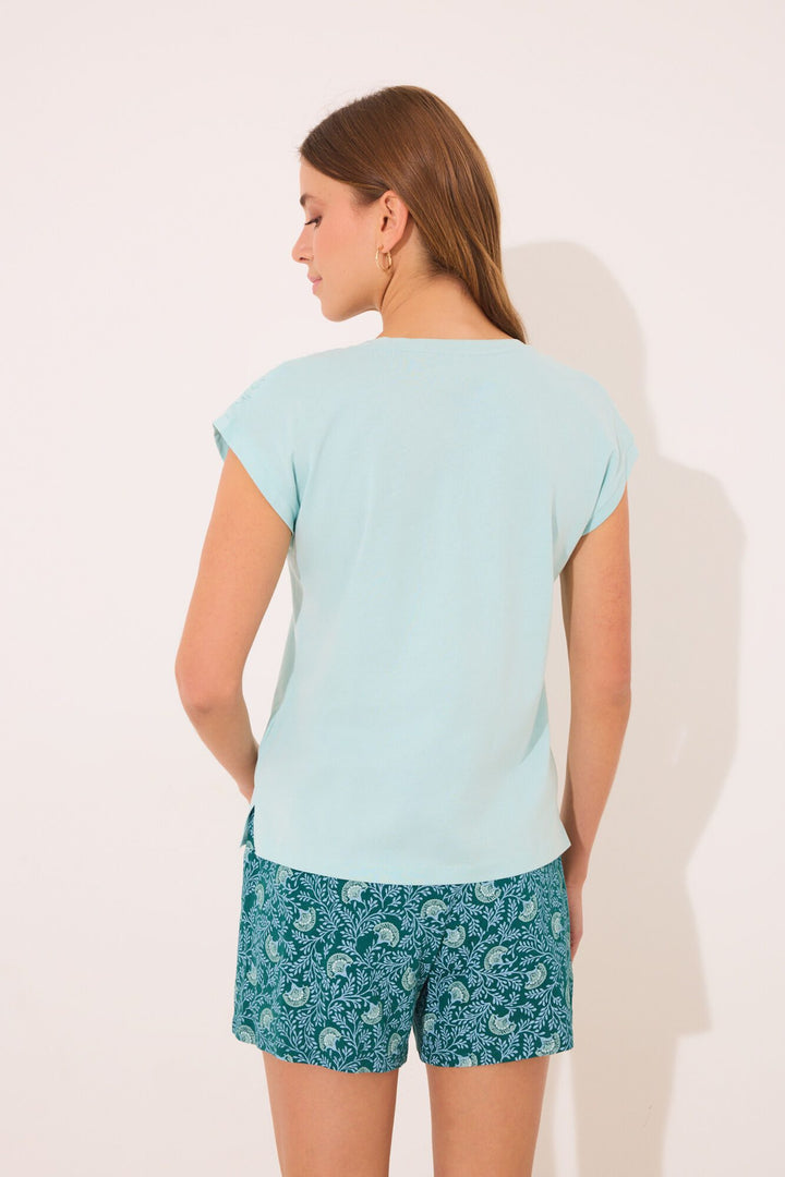Short Sleeves Short Pant Pyjama - Green