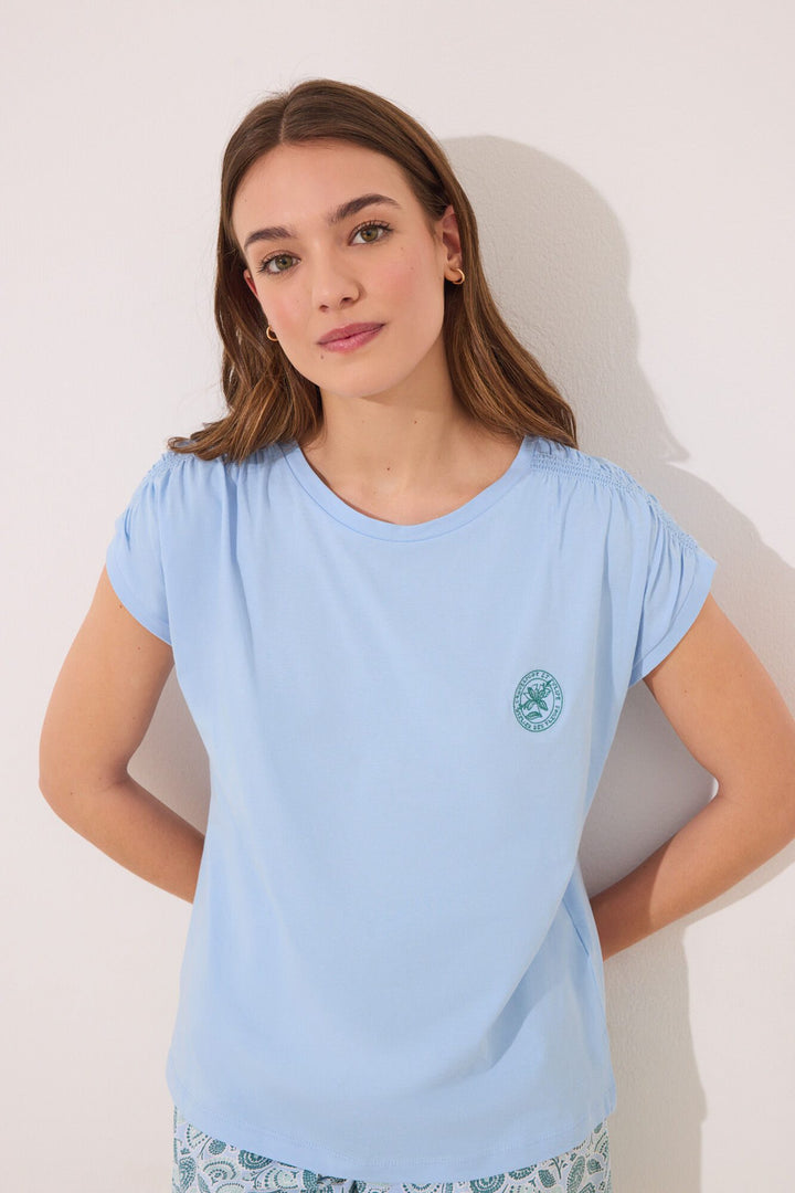 Short Sleeves Short Pant Pyjama - Medium Blue