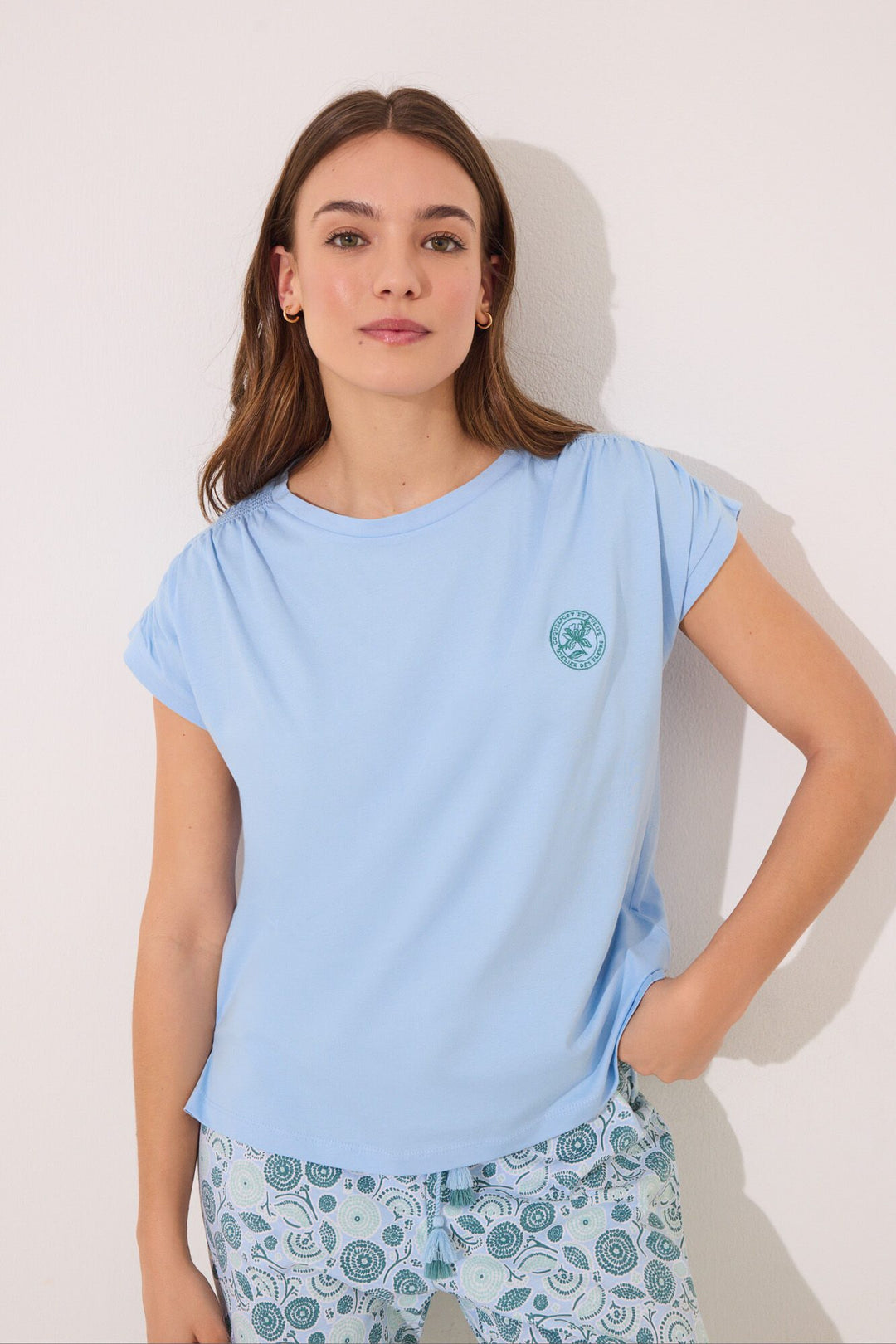 Short Sleeves Short Pant Pyjama - Medium Blue