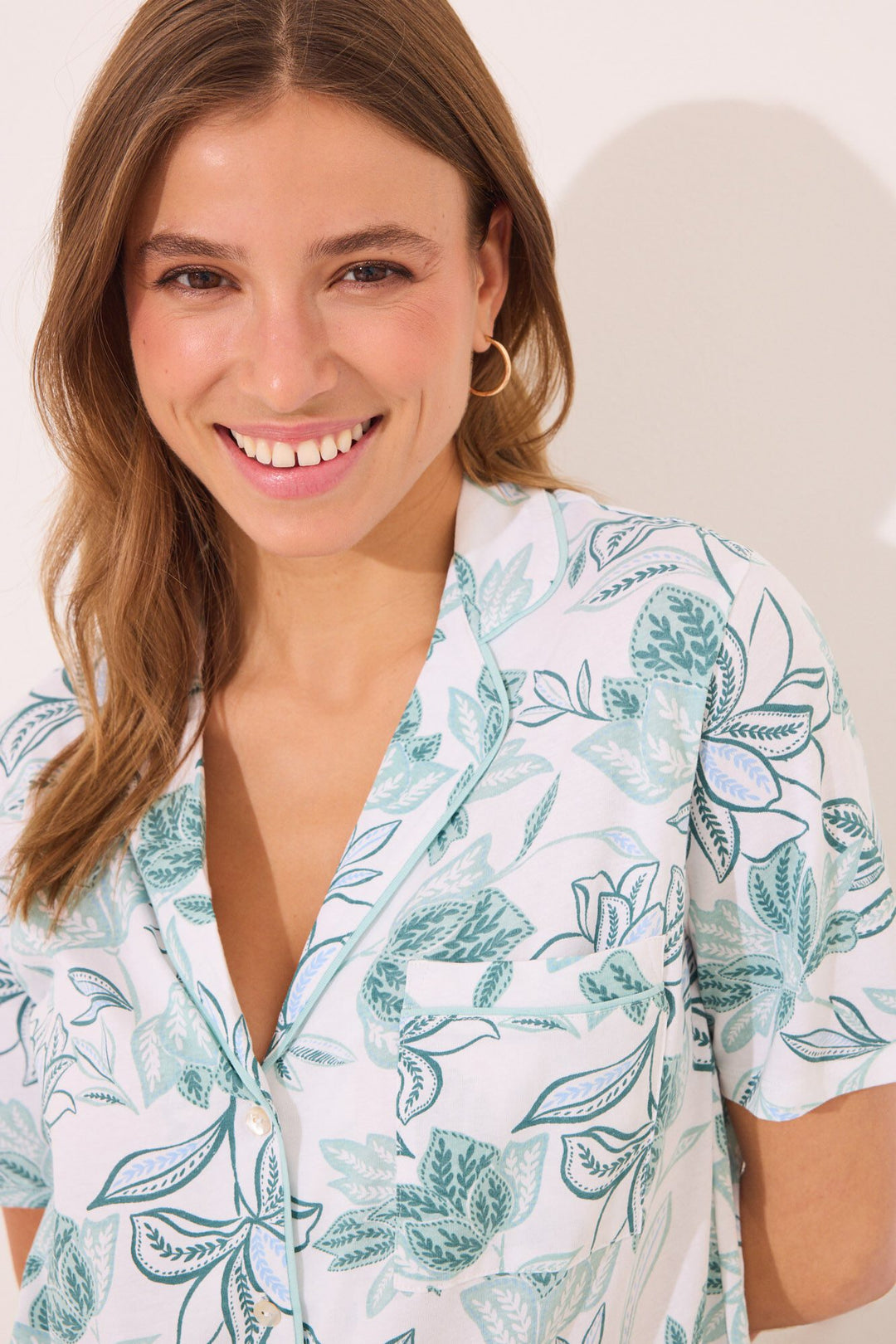 Short Sleeves Masculine Pyjama - White Print